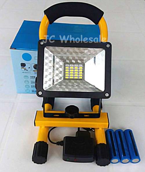 30W RECHARGEABLE FLOOD LIGHT - 3 MODE (WITH EMERGENCY BLUE AND RED STROBE)