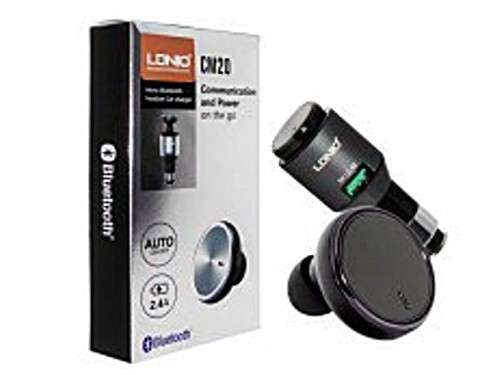 LDNIO 2 in 1 CM20 Mono Bluetooth Headset plus Car Charger With Auto On-Off Button Multiple Point con