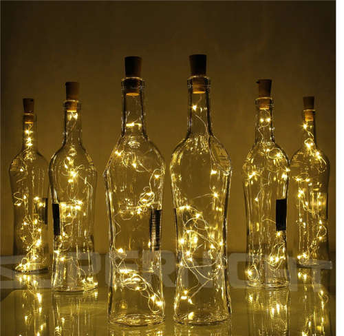 3 x Bottle Cork Shaped String Fairy LED lights with batteries White
