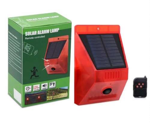 Solar Powered Infrared Motion Sensor Siren Alarm Lamp with Remote