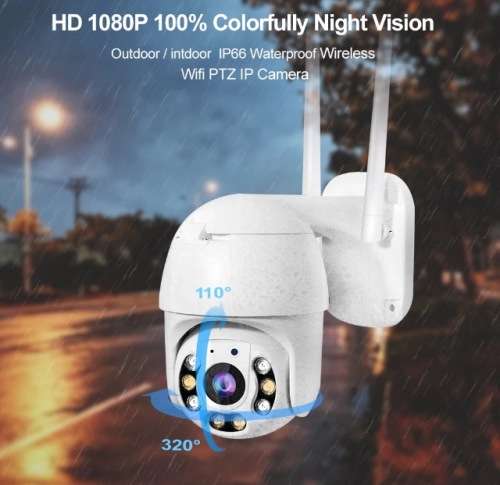 1080P PTZ Wifi Auto Tracking Motion Wireless Outdoor Security Camera with ICSEE App