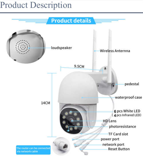 5MP PTZ Wifi Auto Tracking Outdoor Camera with ICSEE App