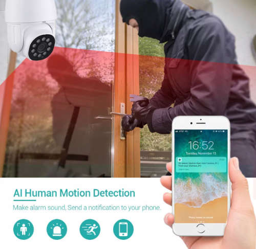 5MP PTZ Wifi Auto Tracking Outdoor Camera with ICSEE App