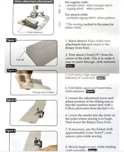 Wide Rolled Hem Presser Foot set