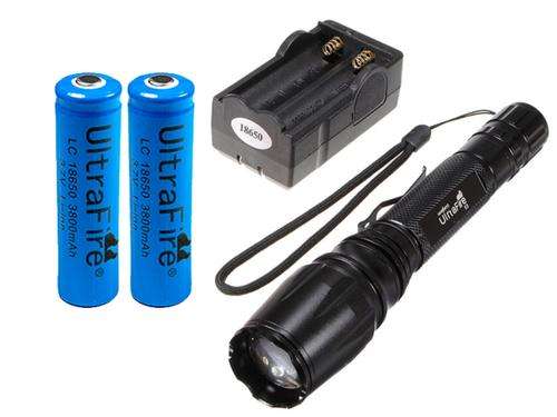 Ultrafire E3 CREE XM-L T6 5 Modes Zoomable LED Flashlight plus charger and batteries