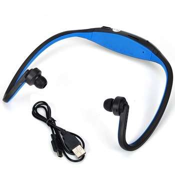 Sport Wireless Earphones Headphones Music MP3 Player TF Card FM radio Headset (Blue)