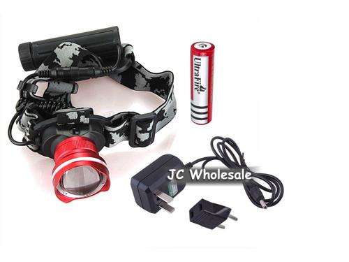 XM-L2 LED 1000LM 18650 Zoomable Headlamp Headlight Night + Charger and Battery great gift