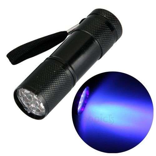 Invisible Ink Marker 9LED UV Ultra Violet Flashlight Torch Light 3AAA