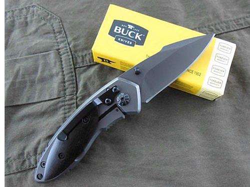 Buck Pocket Knife with Belt Clip Blackwood HandleTitanium Plated Blade Great Gift for Him !!!