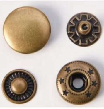 Snap button Brass Metal 12.5mm (10 sets)