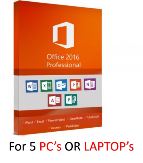 MICROSOFT OFFICE PROFESSIONAL 2016 (GENUINE) Product key for 5 PC's or Laptop's