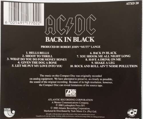 CD - AC/DC - BACK IN BLACK [VG+] [ATXD 20]