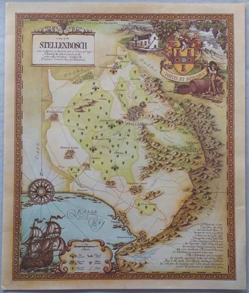 "6 WINE MAPS OF THE CAPE" IN A FOLDER - 1973 - JANICE ASHBY DESIGN STUDIO - WINES OF ORIGIN