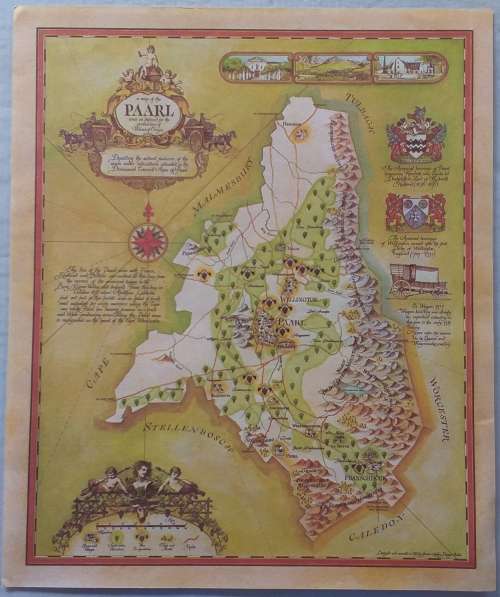 "6 WINE MAPS OF THE CAPE" IN A FOLDER - 1973 - JANICE ASHBY DESIGN STUDIO - WINES OF ORIGIN