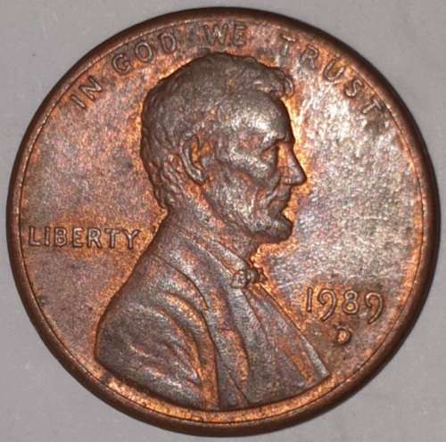 1989 D - 1 CENT - LINCOLN MEMORIAL CENT (PENNY) - ONE CENT - DENVER MINT - USA