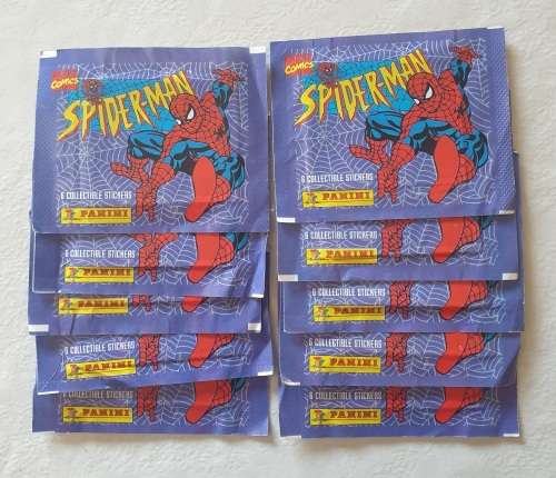 LOT OF 10 x PANINI ITALY SPIDER-MAN SEALED STICKER PACKS - MARVEL - 1995 - FLEER CORP