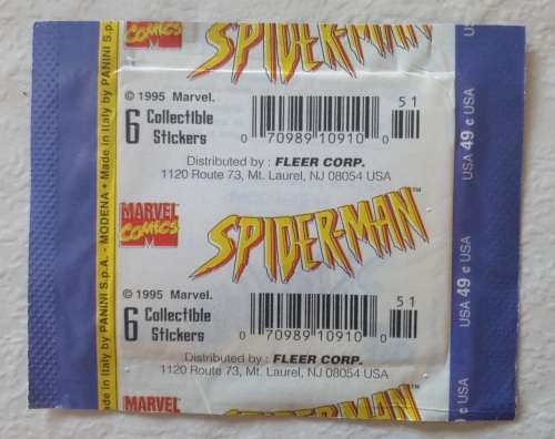 LOT OF 10 x PANINI ITALY SPIDER-MAN SEALED STICKER PACKS - MARVEL - 1995 - FLEER CORP