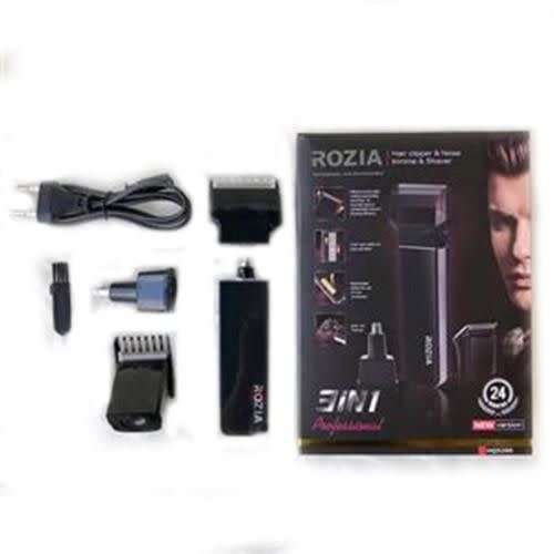 Rozia Premium Men's Rechargeable 3-in-1 Travel Electric Hair Clipper, Efficient Nose Trimmer & Handy