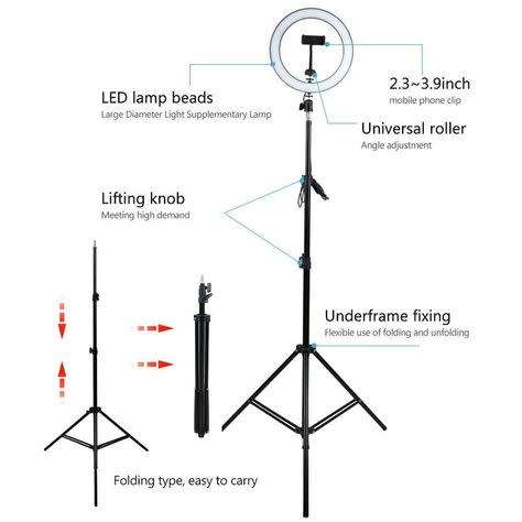 26CM 10inch Dimmable LED Tik Tok Ring Light With Tripod Stand  Makeup Phone Camera Selfie 2meter ST