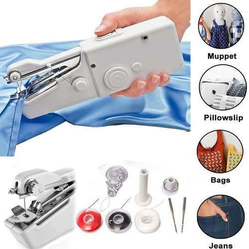 Multifunctional Mini Electric Sewing MachineHousehold Handy Cordless White Portable Stitch Hanheld
