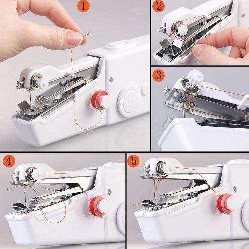 Multifunctional Mini Electric Sewing MachineHousehold Handy Cordless White Portable Stitch Hanheld