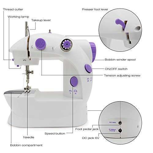 mini sewing machine with double and two speed control
