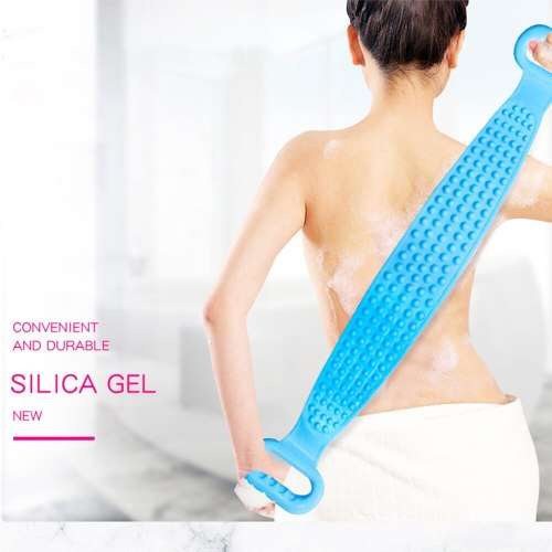 Silicone Back Body Scrubber Belt Men Women Bath Towel Double Side Shower Exfoliating Belts Body Wash