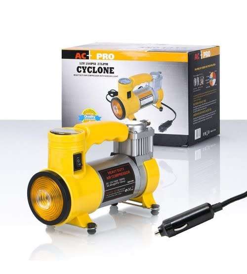 heavy duty Car Compressor for Large Vehicles, Cyclone, 12 V, 35 L / Min, 150 PSI,Yellow one cylinder