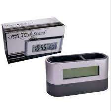 oval desk And Pen Stand With Digital Clock