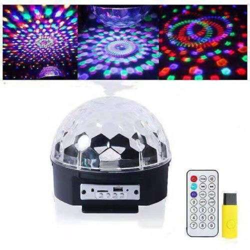 Light 9-Color LED Music Crystal Magic Ball Light MP3 USB Bluetooth Disco DJ Stage Light with Remote