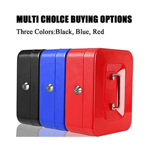 metal cash box Locking Medium Steel Cash Box with Money Tray,Lock Box.