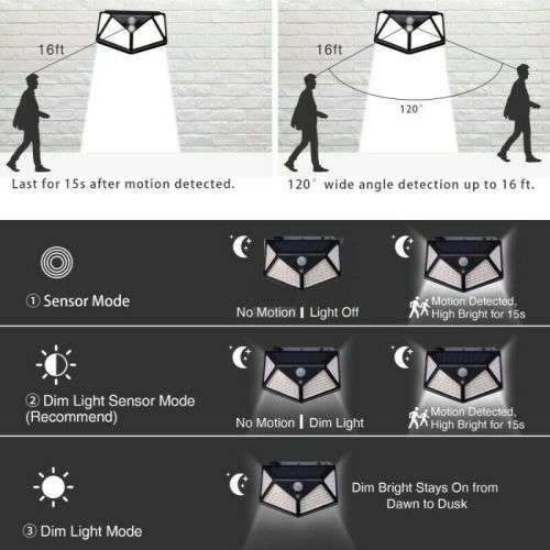 114 LED Outdoor Solar Power PIR all Door Stop Block Systerm Security Portable Burglar Sensors Alarm