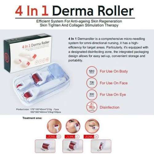 4 in 1 Skincare Alloy Micro Needle Roller Anti Aging Facial Massager Derma Roller