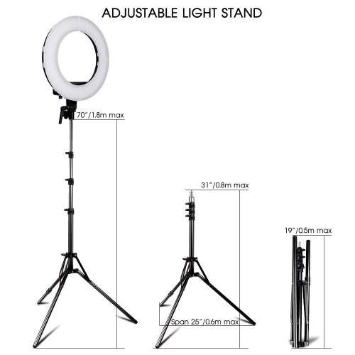 12-INCH RING LIGHT DIMMABLE BI-COLOR LED RING LIGHT &TRIPOD STUDIO ANNULAR LAMP PHOTOGRAPHY LIGHTING