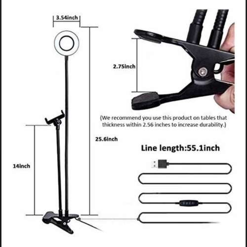 Selfie Ring Light with Cell Phone Holder Stand for Live