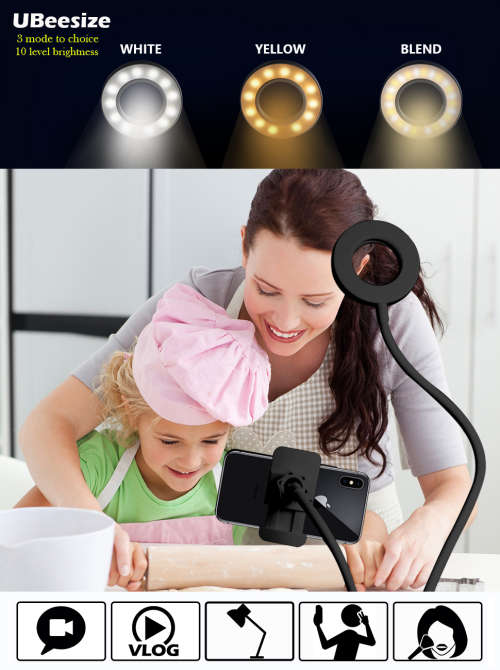 Selfie Ring Light with Cell Phone Holder Stand for Live