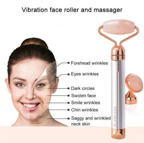 Finishing Touch Flawless Contour Vibrating Facial Roller And Massager W/ 2 heads
