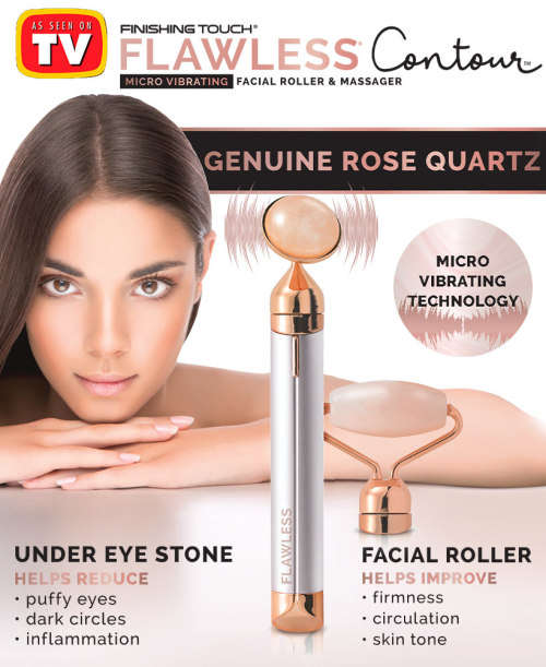 Finishing Touch Flawless Contour Vibrating Facial Roller And Massager W/ 2 heads