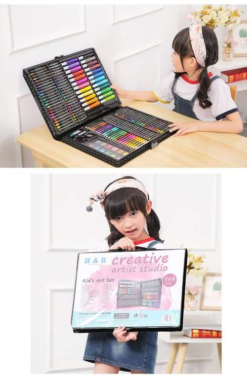 168 PCS Kids Super Mega ART Coloring Set, Great Artist Deluxe Beginners Gift Set with Case to Creati