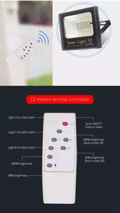 25W Solar LED Flood Light with Remote control
