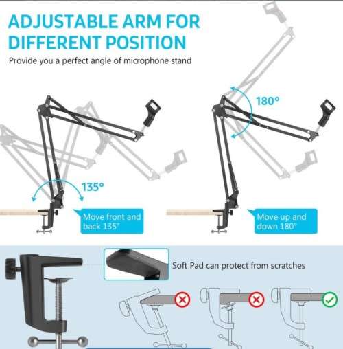 C-Clamp Adjustable Desk Microphone Stand(only stand)