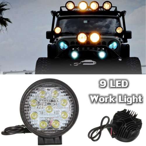 27W Round 9 LED Work Light Spot Beam Lamp For Jeep Offroad Truck SUV Tractor 4x4 price for 1