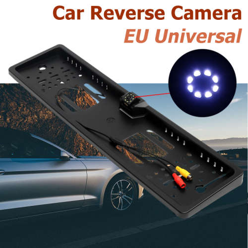 Waterproof EU License Plate with 8 led Night vision Car Rearview Camera