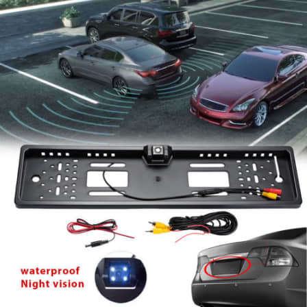 Waterproof EU License Plate with 8 led Night vision Car Rearview Camera