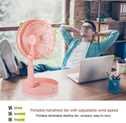 Portable Electric Fans Mini Desk Fans USB Rechargeable Fan 3-Speed 180 Fold with night light