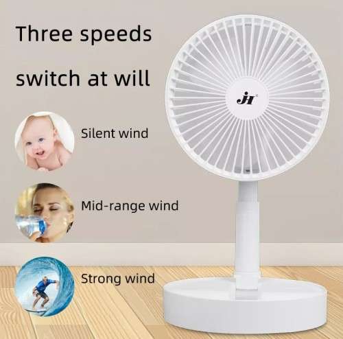 Portable Electric Fans Mini Desk Fans USB Rechargeable Fan 3-Speed 180 Fold with night light