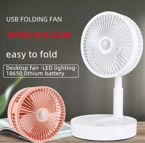 Portable Electric Fans Mini Desk Fans USB Rechargeable Fan 3-Speed 180 Fold with night light