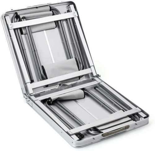 4-Person Folding Picnic Table with 4 Stools, 4 Feet Aluminum Table Chair Set Heights Adjustable,