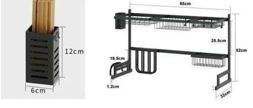Dish Drain Rack Over Sink Dish Rack Drainer Shelf Kitchen Cutlery Holder Stainless Steel 85 cm size