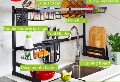 Dish Drain Rack Over Sink Dish Rack Drainer Shelf Kitchen Cutlery Holder Stainless Steel 85 cm size